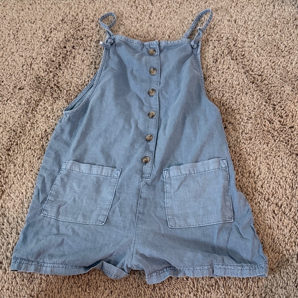 Girls' Light Blue Denim Romper One-Piece